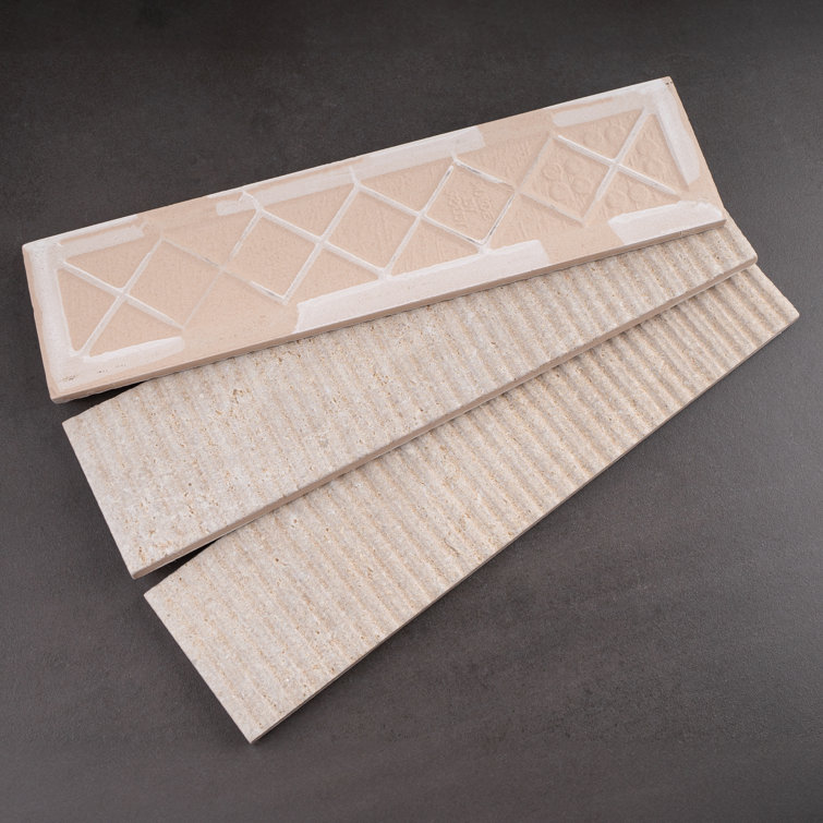 Beige 3" x 12" Ceramic Stone Look Subway Wall Tile