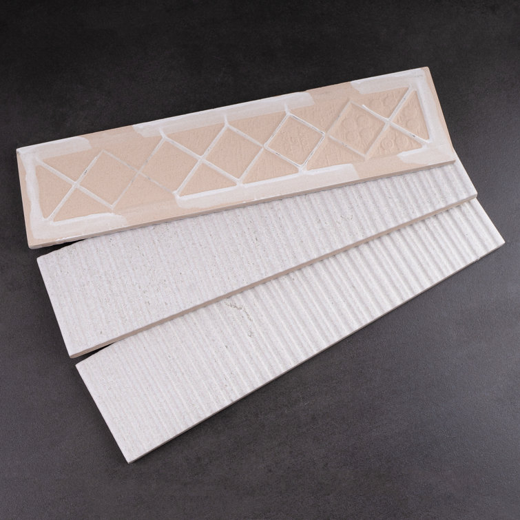 White Ceramic Stone Look Rectangular Wall Tile
