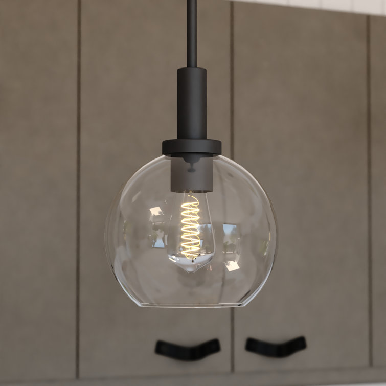 Marshall Matte Black Mini Pendant with Clear Glass Globe