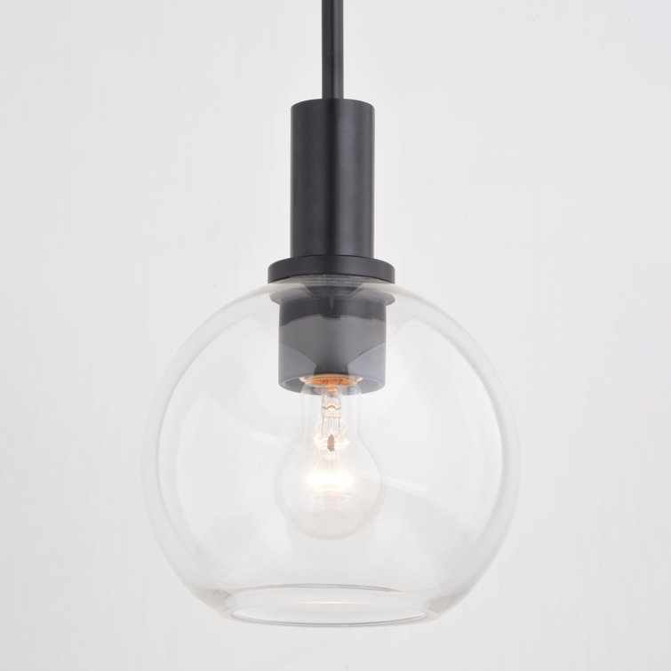 Marshall Matte Black Mini Pendant with Clear Glass Globe