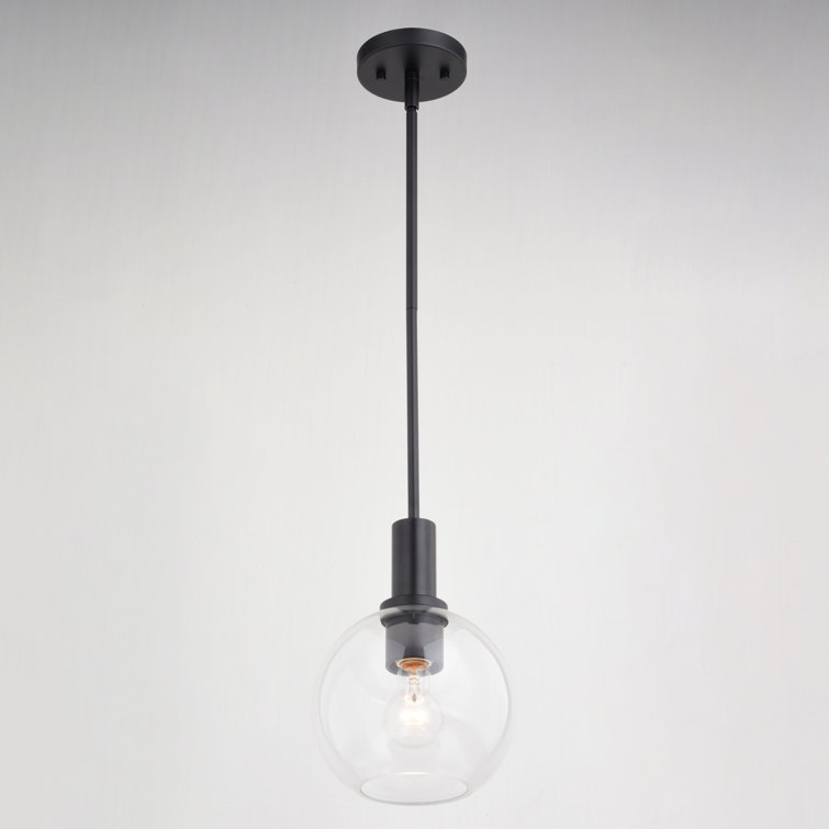 Marshall Matte Black Mini Pendant with Clear Glass Globe
