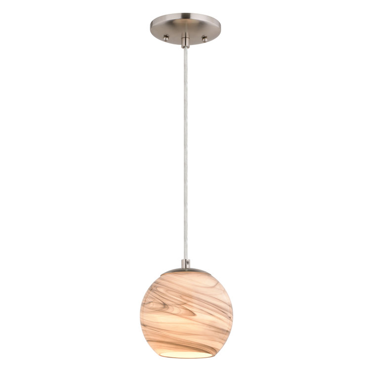Milano Satin Nickel Mini Globe Pendant Light with Hand-Blown Glass
