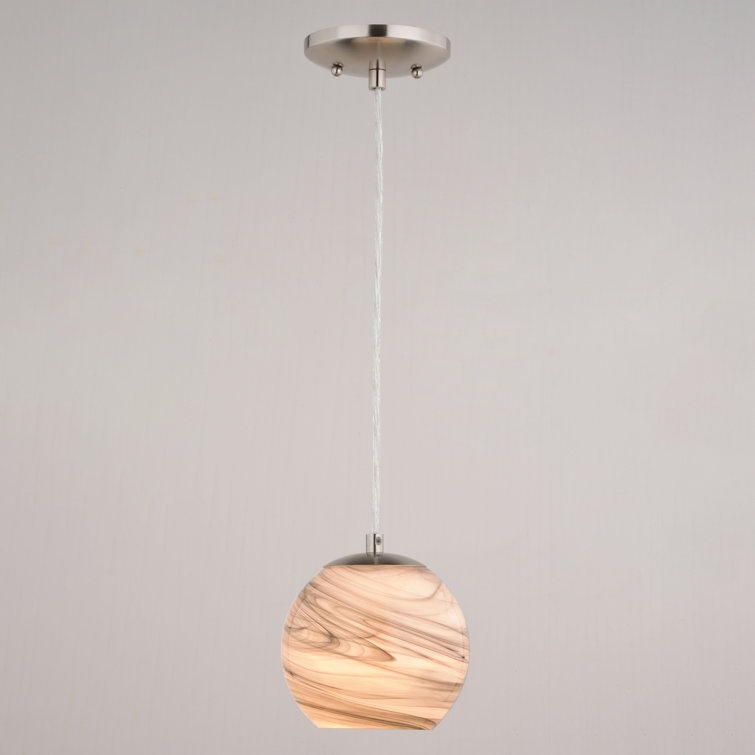 Milano Satin Nickel Mini Globe Pendant Light with Hand-Blown Glass