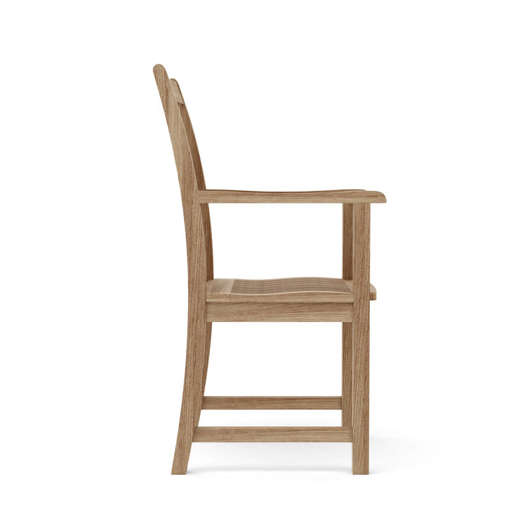 Chicago Teak Outdoor Dining Armchair with Slatted Back