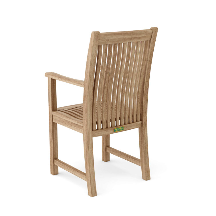 Chicago Teak Outdoor Dining Armchair with Slatted Back