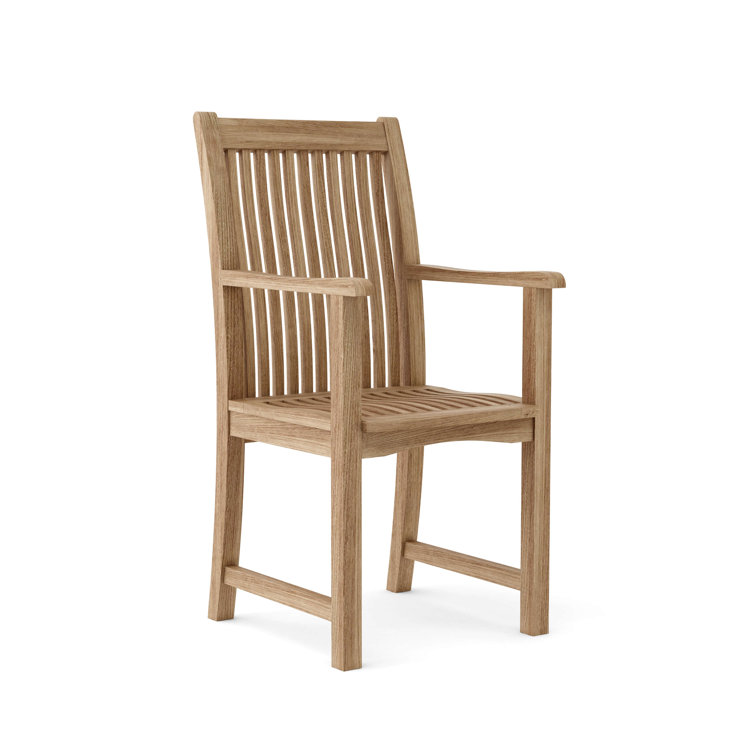 Chicago Teak Outdoor Dining Armchair with Slatted Back