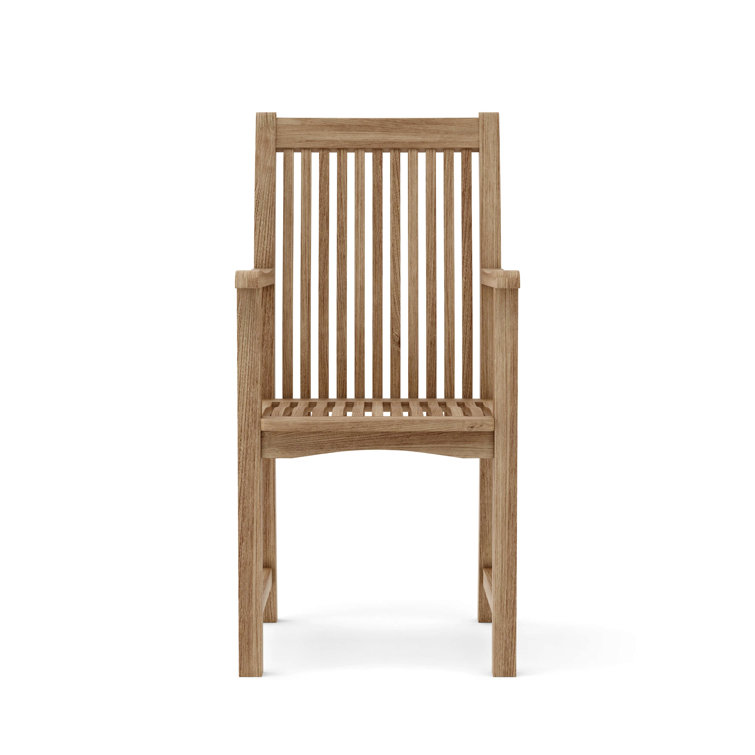 Chicago Teak Outdoor Dining Armchair with Slatted Back