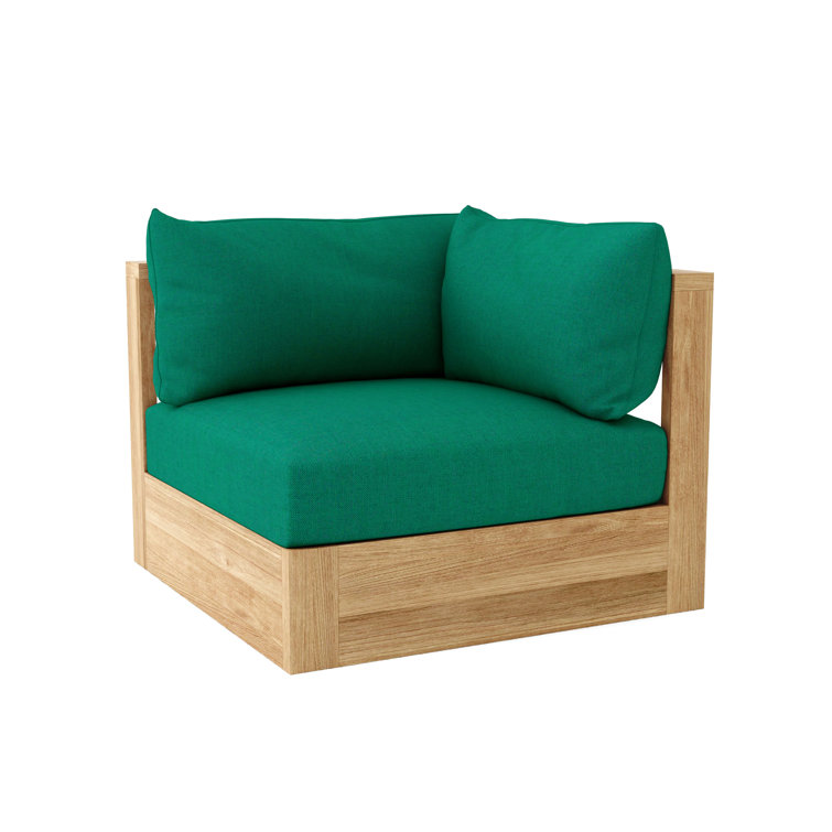 Teak Corner Patio Sofa with Off-White Sunbrella Cushions