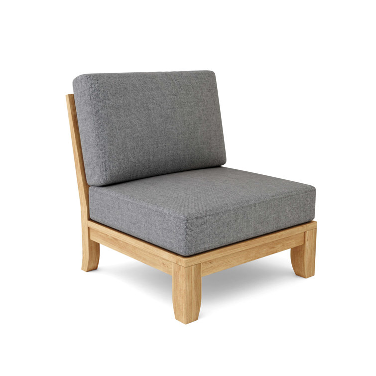 Luxe Teak Outdoor Lounge Chair with Blue Cushions