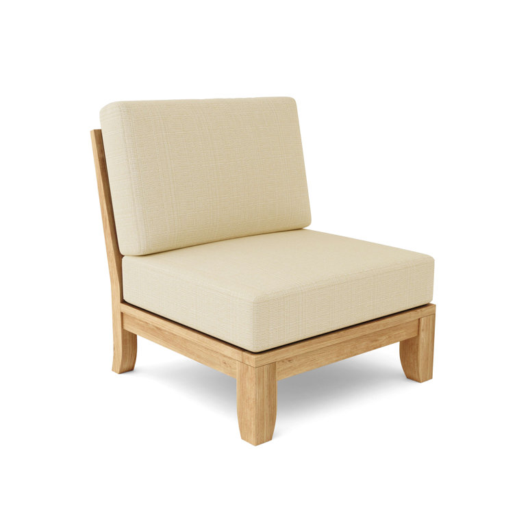 Luxe Teak Outdoor Lounge Chair with Blue Cushions
