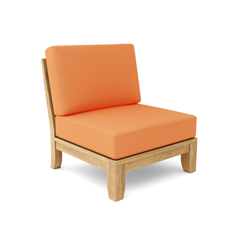 Luxe Teak Outdoor Lounge Chair with Blue Cushions