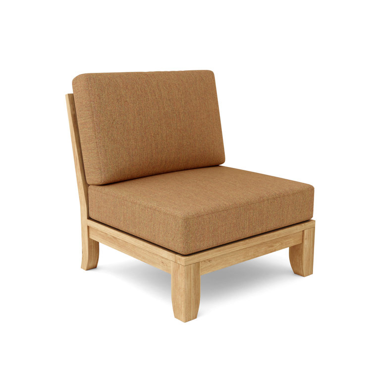 Luxe Teak Outdoor Lounge Chair with Blue Cushions