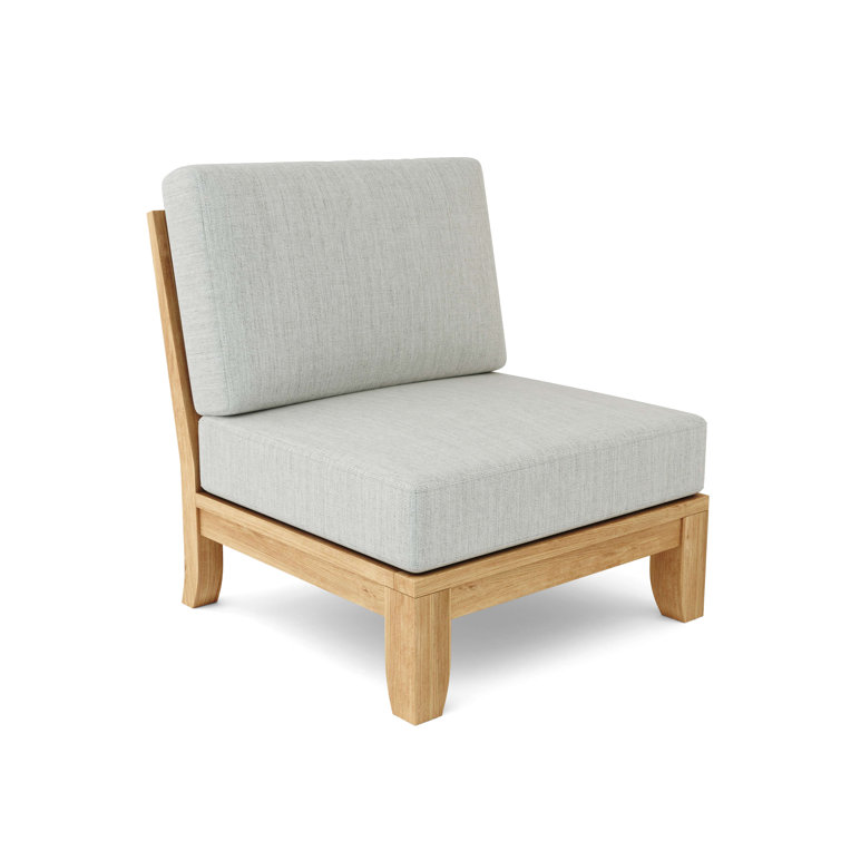 Luxe Teak Outdoor Lounge Chair with Blue Cushions
