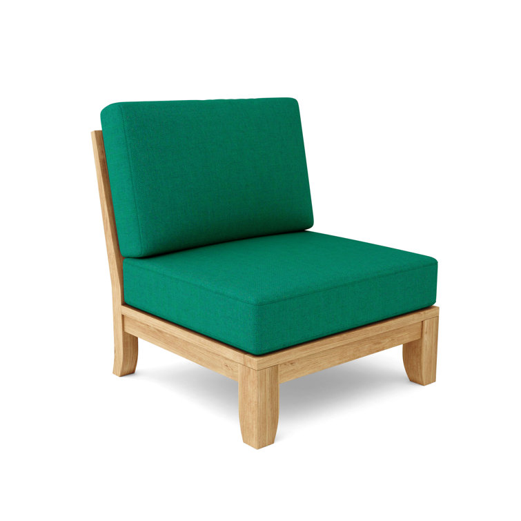 Luxe Teak Outdoor Lounge Chair with Blue Cushions