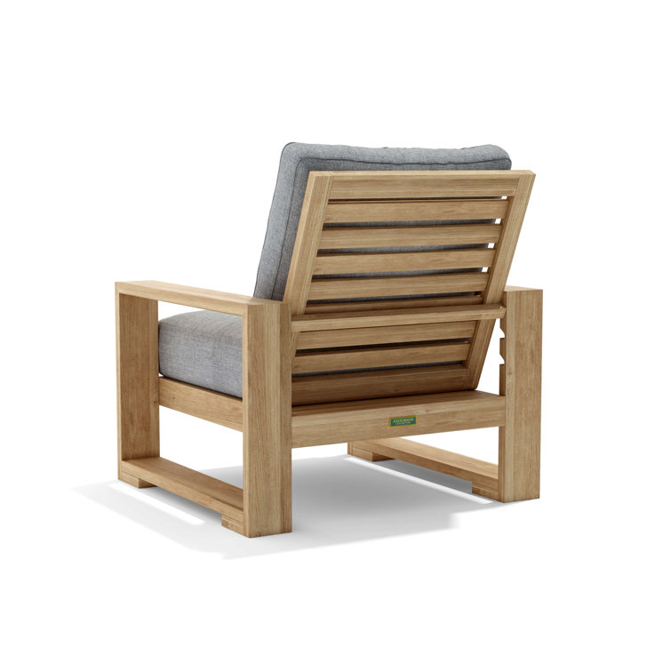 Capistrano Natural Teak Deep Seating Armchair with White Cushions