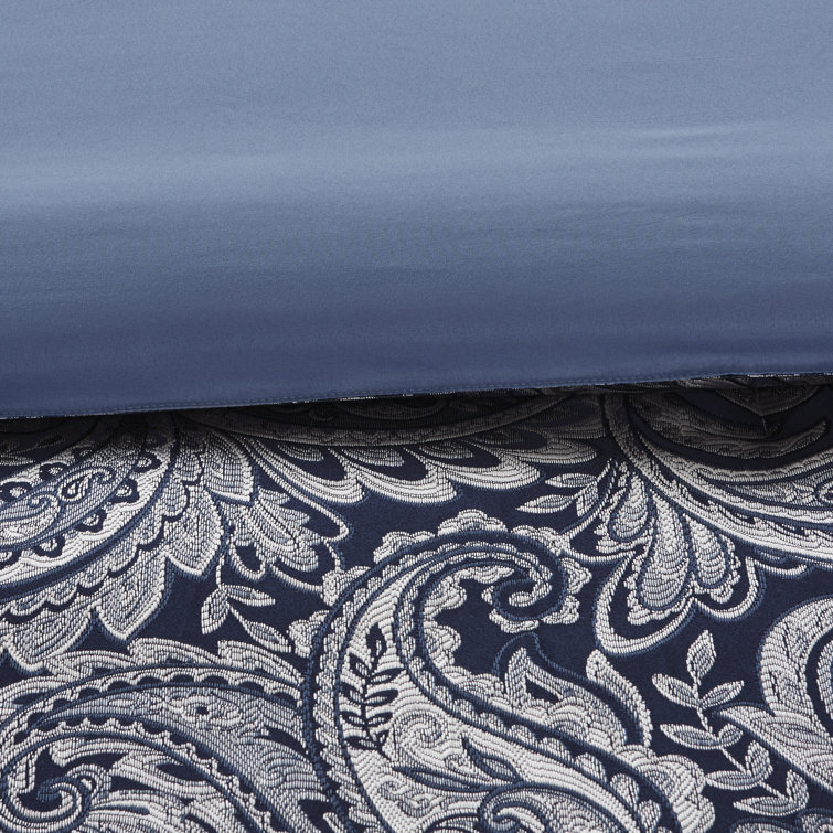 Navy Jacquard Cotton Queen 12-Piece Bedding Set