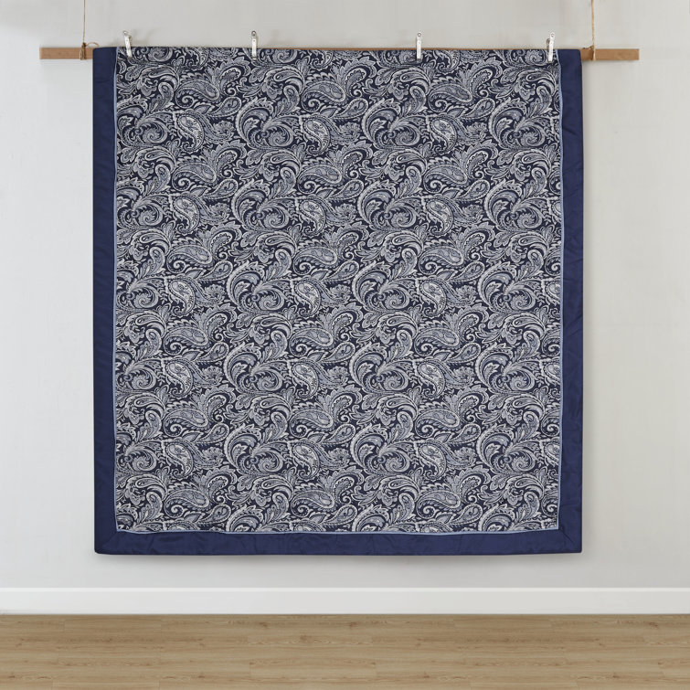 Navy Jacquard Cotton Queen 12-Piece Bedding Set