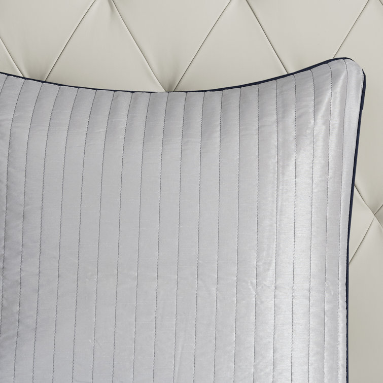 Navy Jacquard Cotton Queen 12-Piece Bedding Set