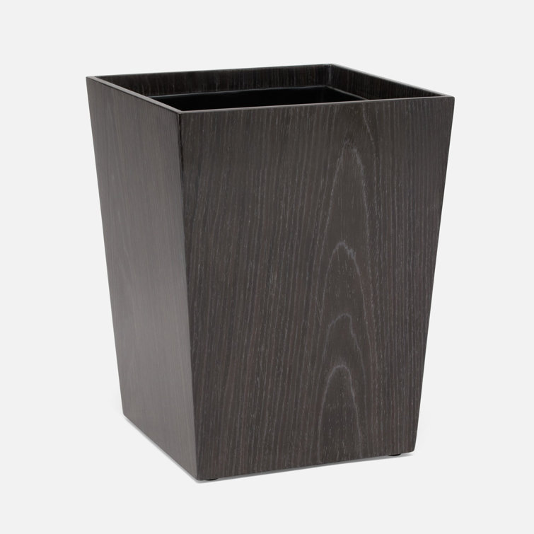 Dark Oak Square Tapered Wood Waste Basket