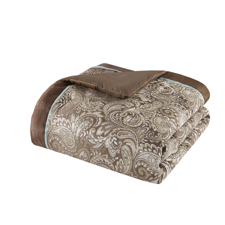 California King Blue Jacquard Cotton Comforter Set