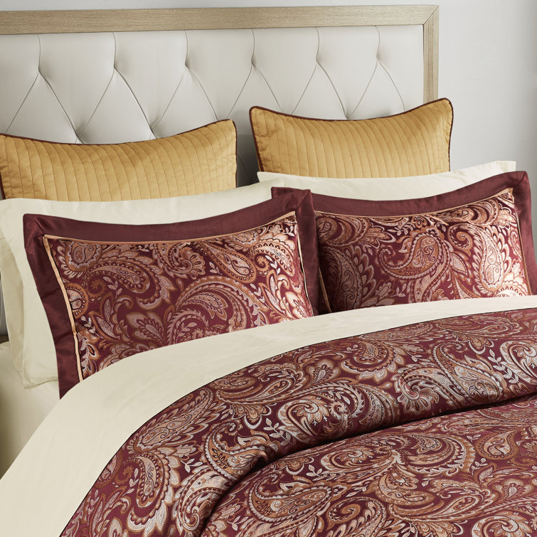 King Red Jacquard Cotton 12-Piece Comforter Set