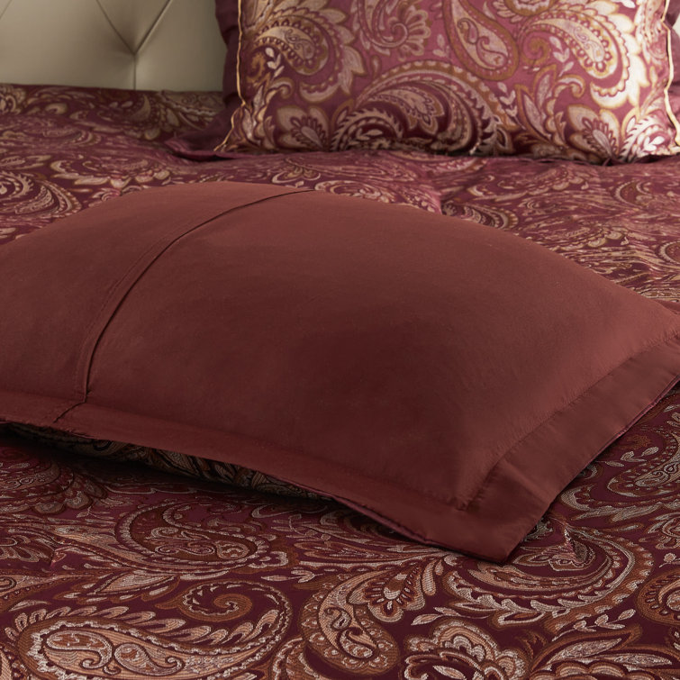 King Red Jacquard Cotton 12-Piece Comforter Set