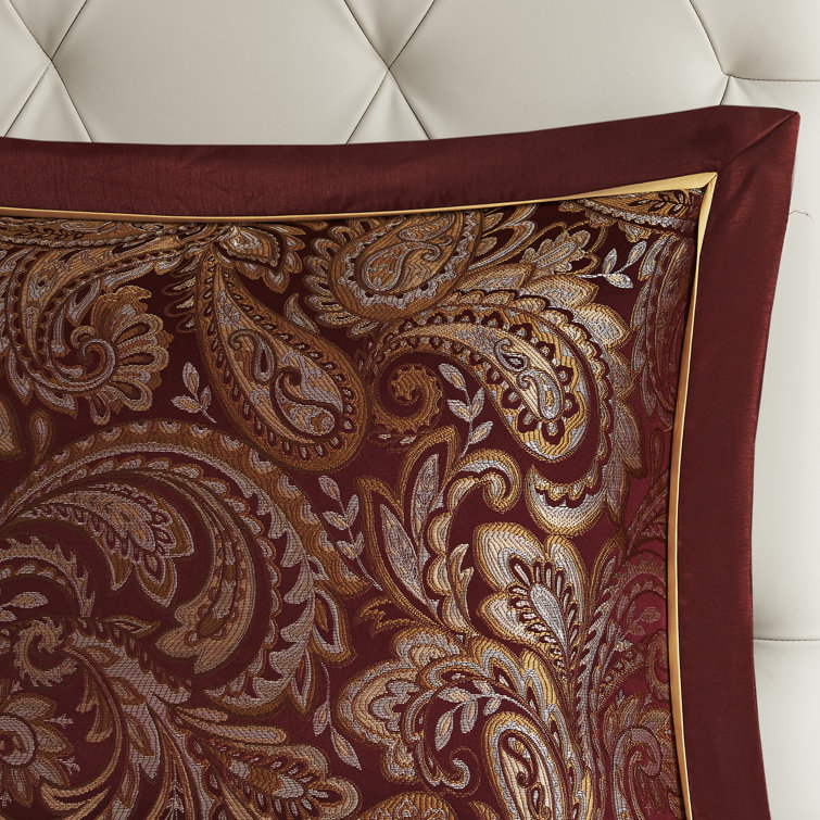 King Red Jacquard Cotton 12-Piece Comforter Set