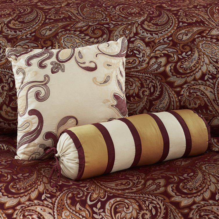 King Red Jacquard Cotton 12-Piece Comforter Set