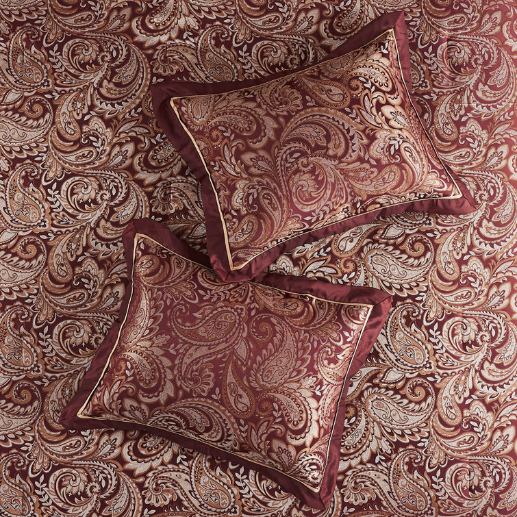 King Red Jacquard Cotton 12-Piece Comforter Set
