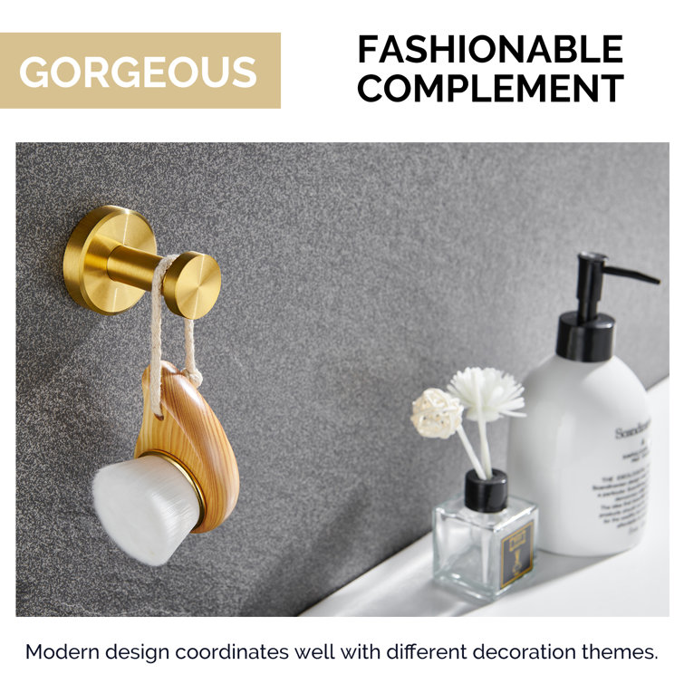 Brushed Gold Stainless Steel Wall Mounted Robe Hook