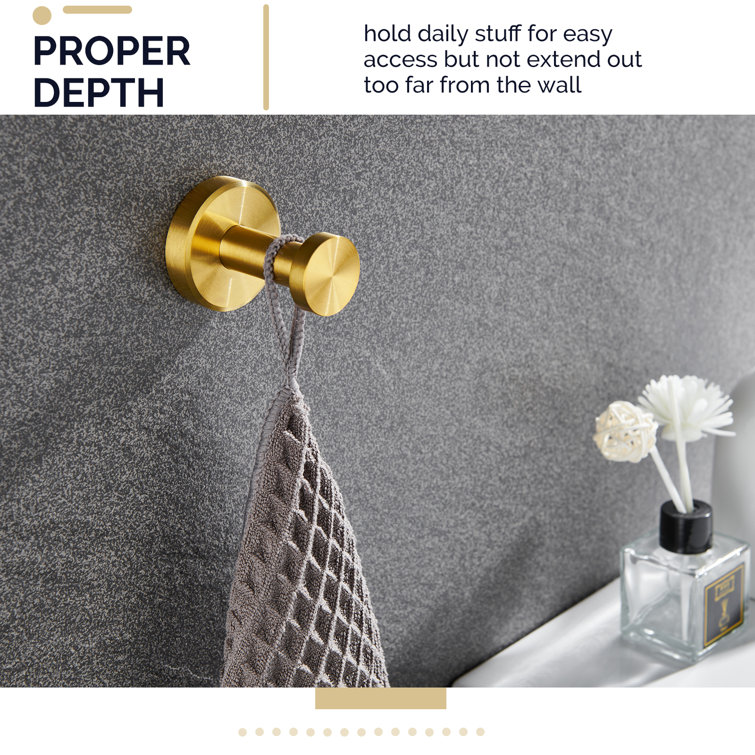 Brushed Gold Stainless Steel Wall Mounted Robe Hook