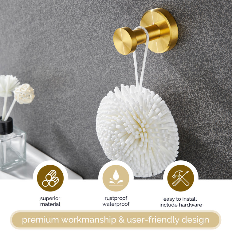 Brushed Gold Stainless Steel Wall Mounted Robe Hook