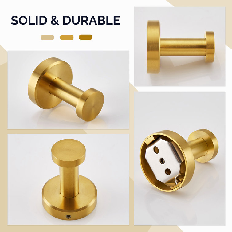 Brushed Gold Stainless Steel Wall Mounted Robe Hook