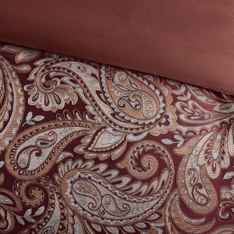 King Red Jacquard Cotton 12-Piece Comforter Set