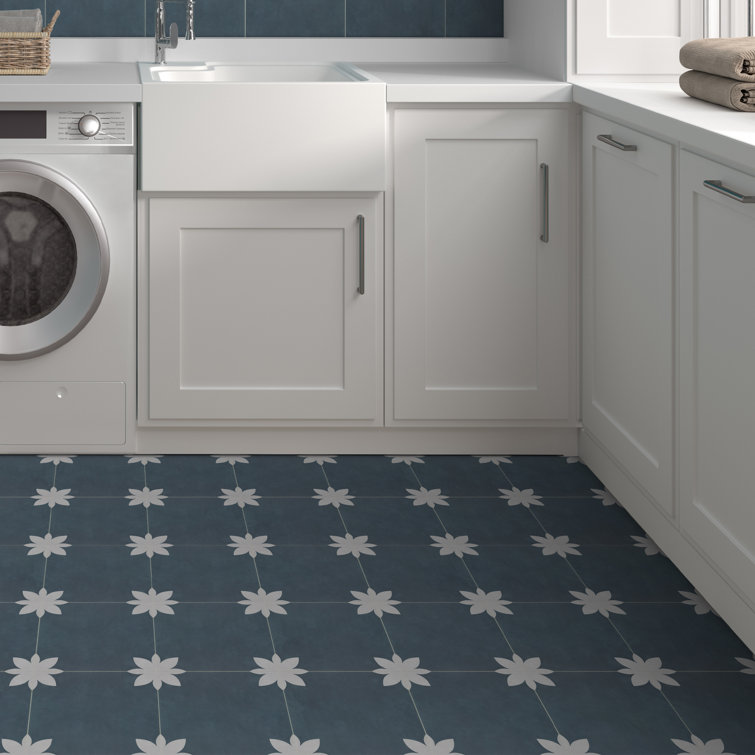 9'' x 9'' Blue Vinyl Peel and Stick Floor Tile