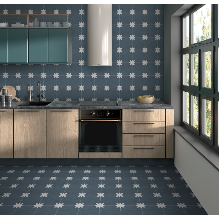 9'' x 9'' Blue Vinyl Peel and Stick Floor Tile