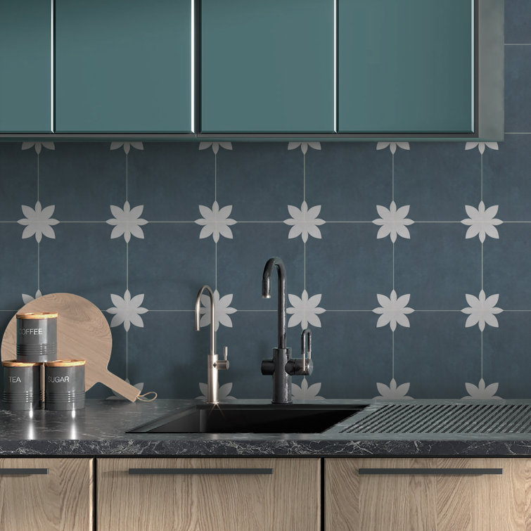 9'' x 9'' Blue Vinyl Peel and Stick Floor Tile