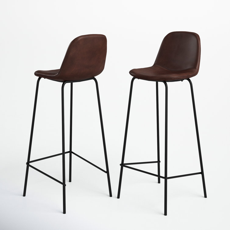 Maxine Modern Black Metal Frame Faux Leather Barstool Set