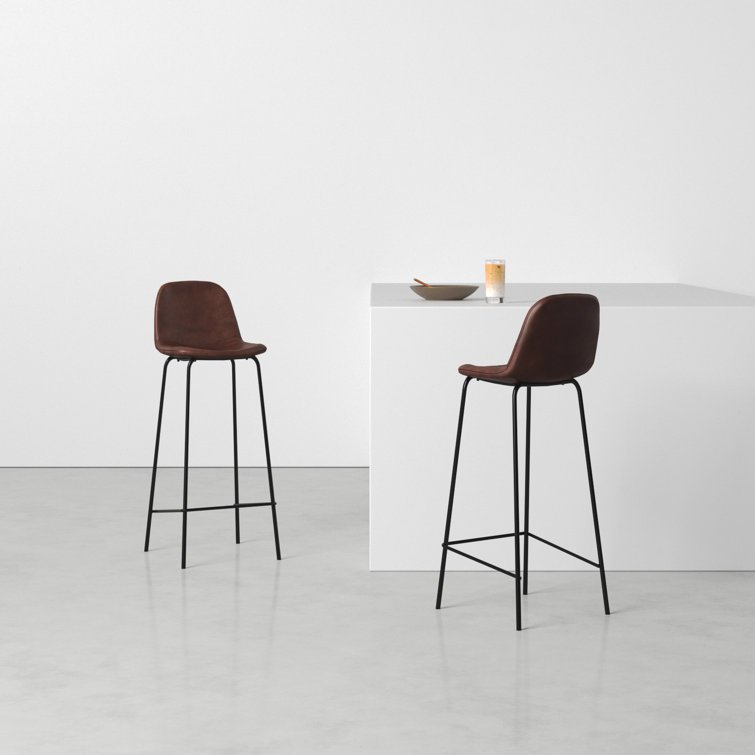 Maxine Modern Black Metal Frame Faux Leather Barstool Set