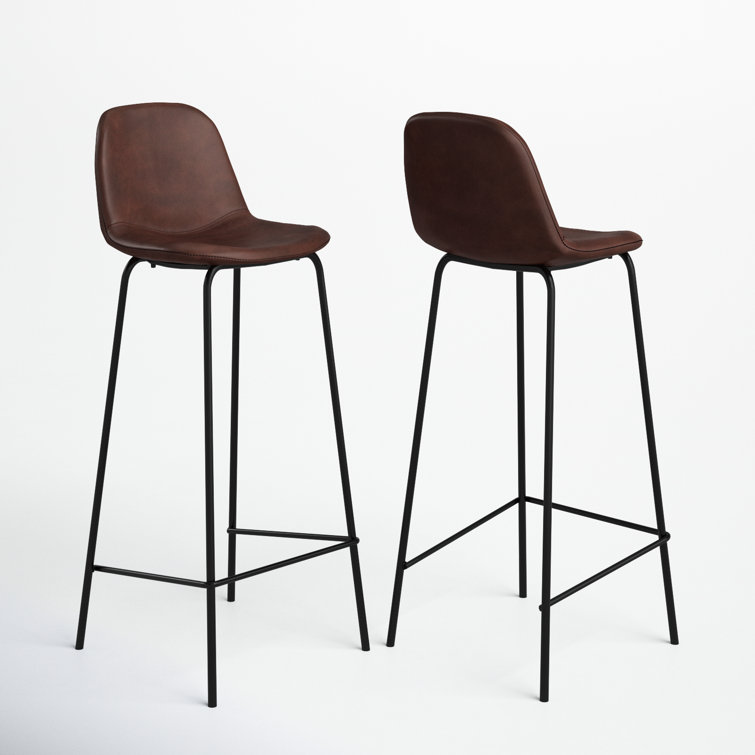 Maxine Modern Black Metal Frame Faux Leather Barstool Set