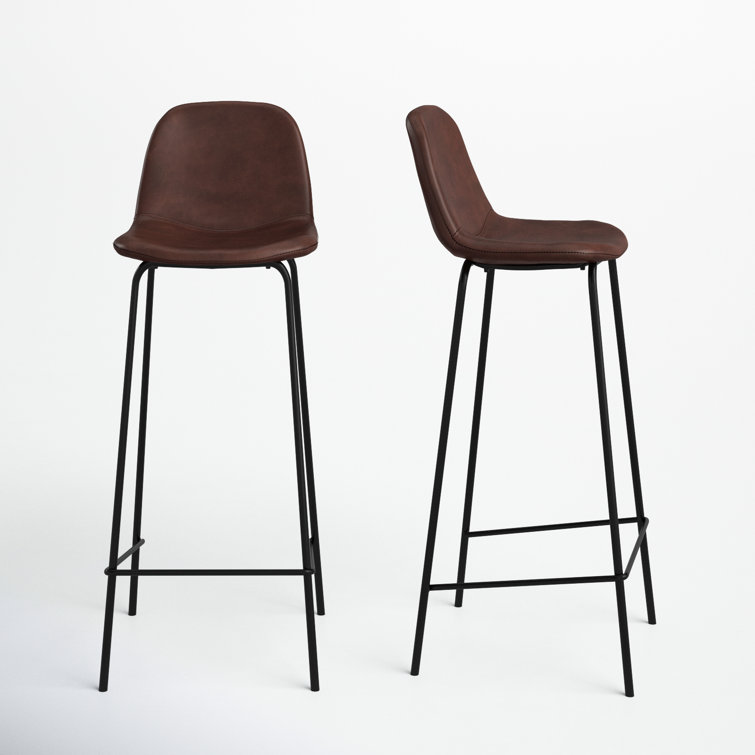 Maxine Modern Black Metal Frame Faux Leather Barstool Set