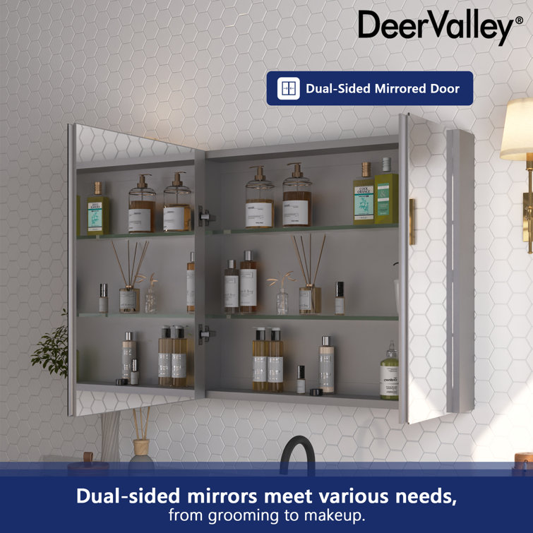 30'' W x 26'' H Frameless Mirrored Medicine Cabinet with Adjustable Shelves