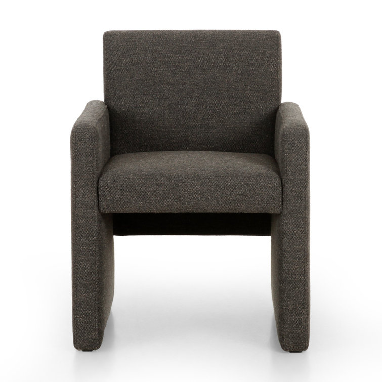 Fayette Cloud Upholstered Wood Arm Chair in White