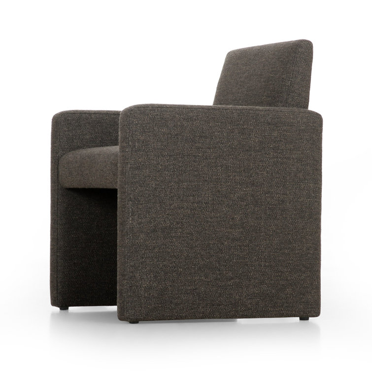 Fayette Cloud Upholstered Wood Arm Chair in White
