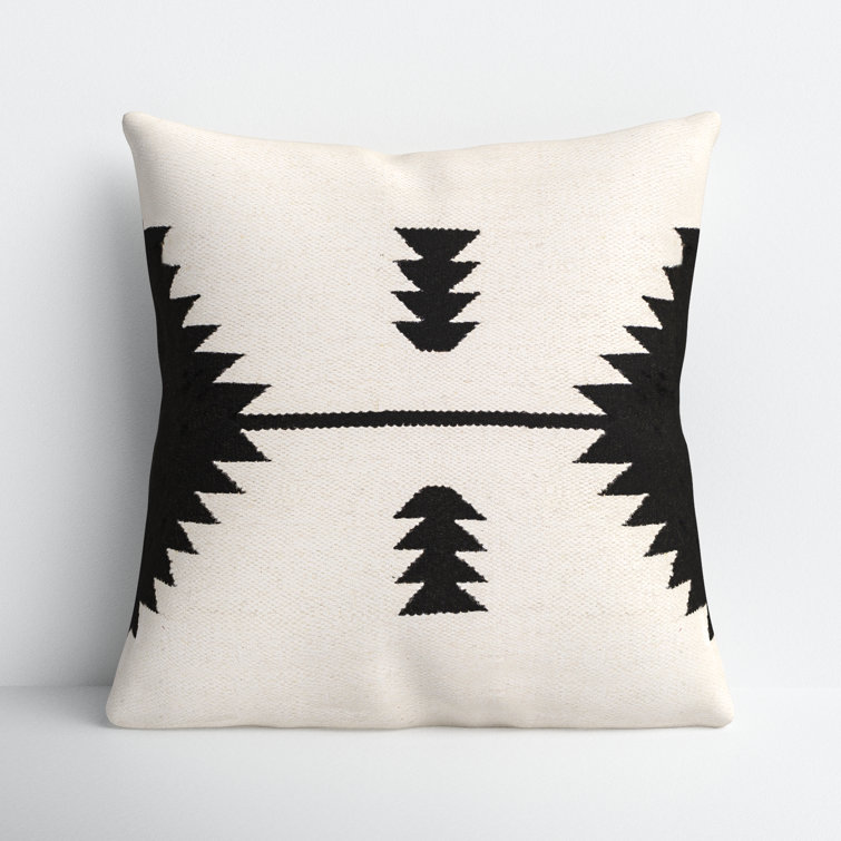 Southwestern Black and White Cotton Blend Throw Pillow