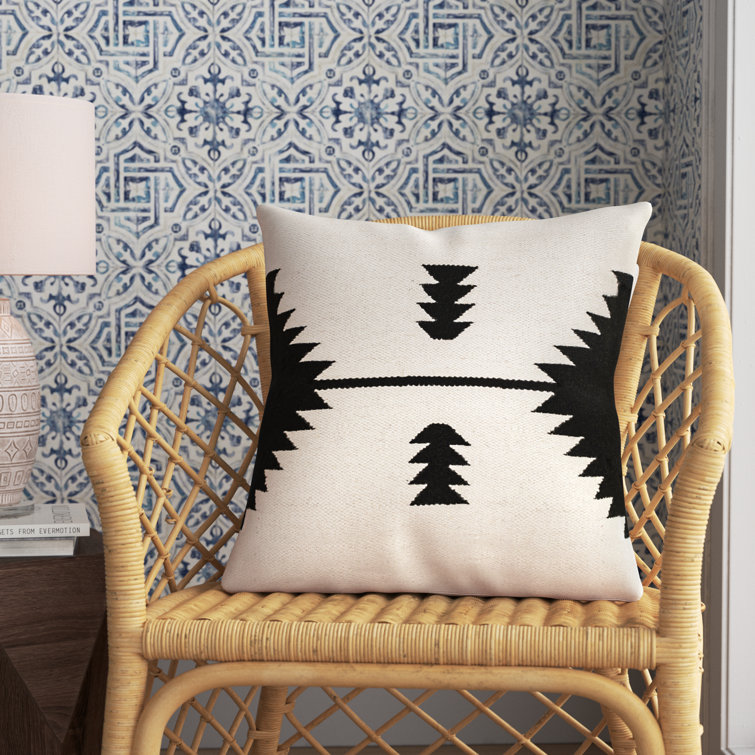 Southwestern Black and White Cotton Blend Throw Pillow