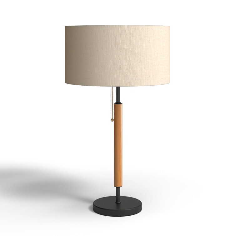 Adesso Hamilton 26.25" Natural Rubberwood Desk Lamp with Off-White Shade
