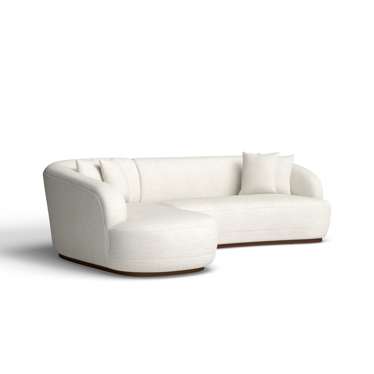 Cloud White Upholstered Left-Facing Chaise Sectional with Ottoman