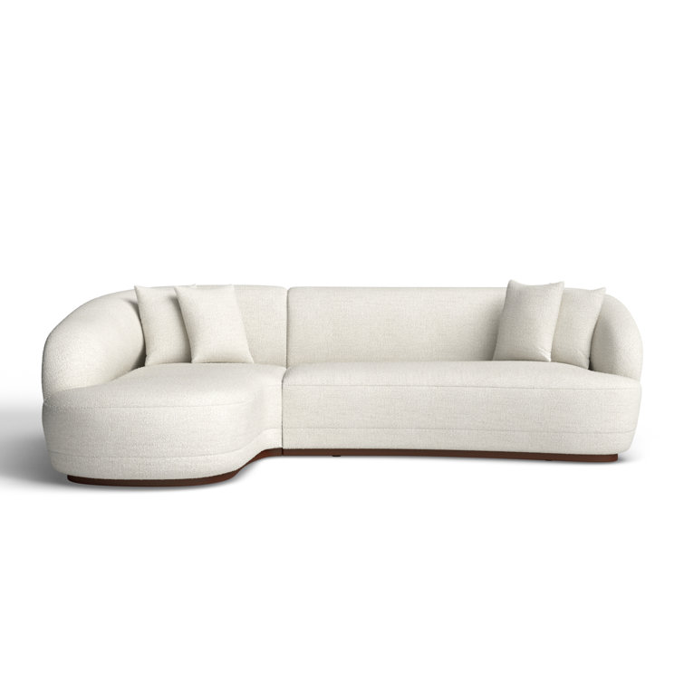 Cloud White Upholstered Left-Facing Chaise Sectional with Ottoman