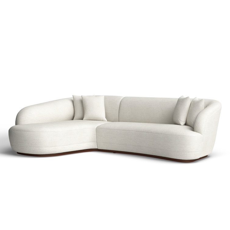 Cloud White Upholstered Left-Facing Chaise Sectional with Ottoman